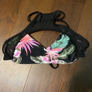 Xhilaration black floral bathing suit top